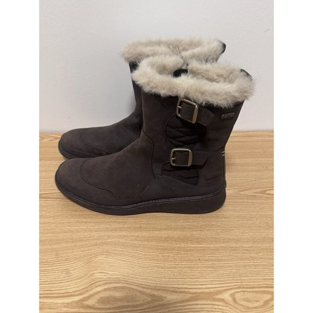 Merrell‎ Women's Tremblant Ezra Buckle Polar Leather Boots Brown Sz 8 Waterproof